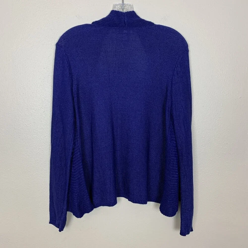 Chicos Womens 1 M Cardigan Sweater Open Front Spring Casual Office Blue Rayon